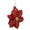 Red &#x26; Gold Glittery Poinsettia Glass Christmas Ornament